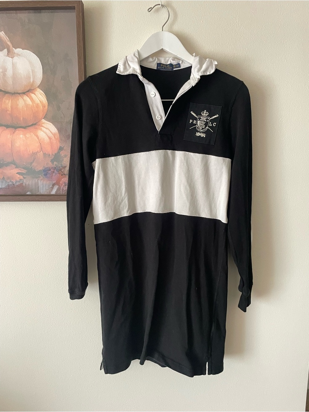 Polo Ralph Lauren Black Colorblock Crest Rugby Dress XS